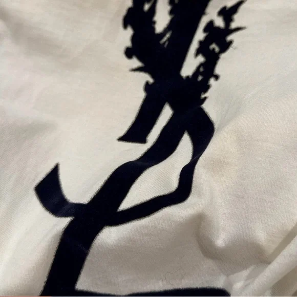 Yves Saint Laurent White and Black Graphic T-Shirt - Picture 2 of 6